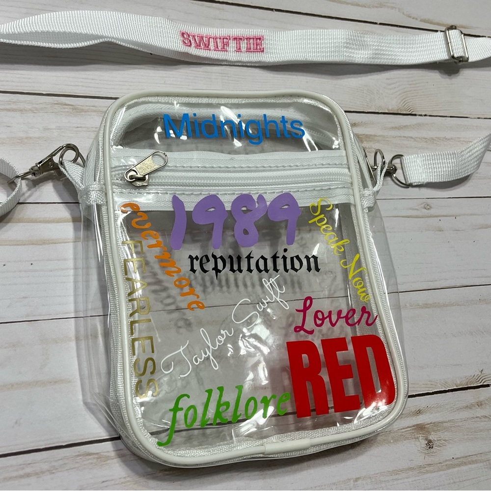 The eras tour clear crossbody bag, white
